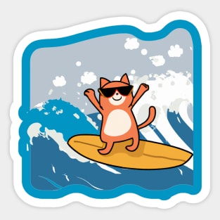 surfing cat Sticker